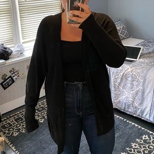 Black oversized cardigan sweater